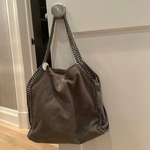 Gray suede handbag